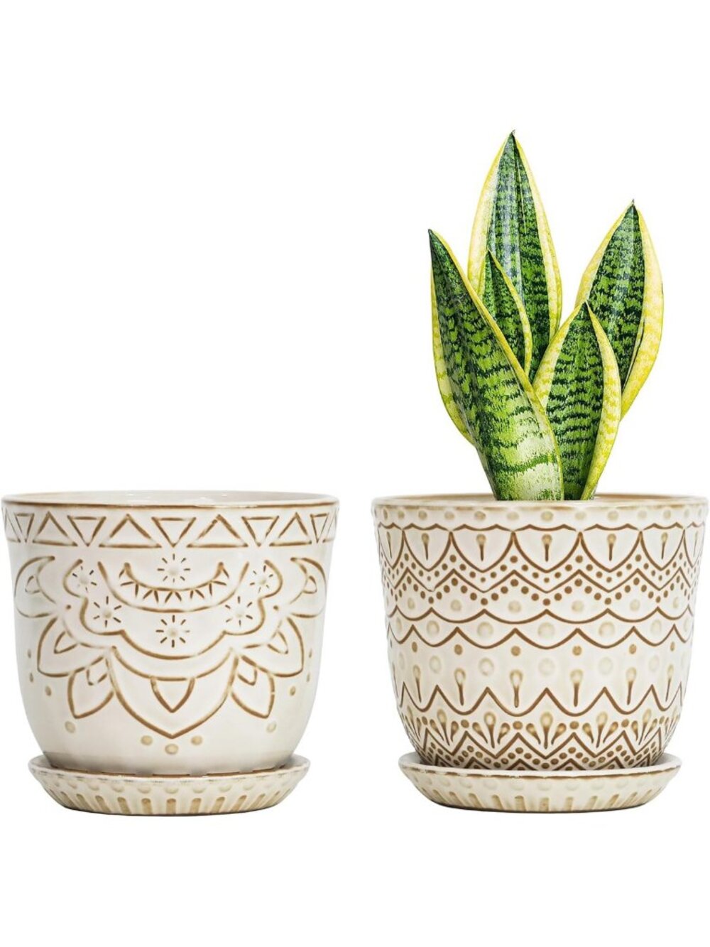 6-Inch Ceramic Plant Pots for Indoor Plants - Drainage & Saucers Included